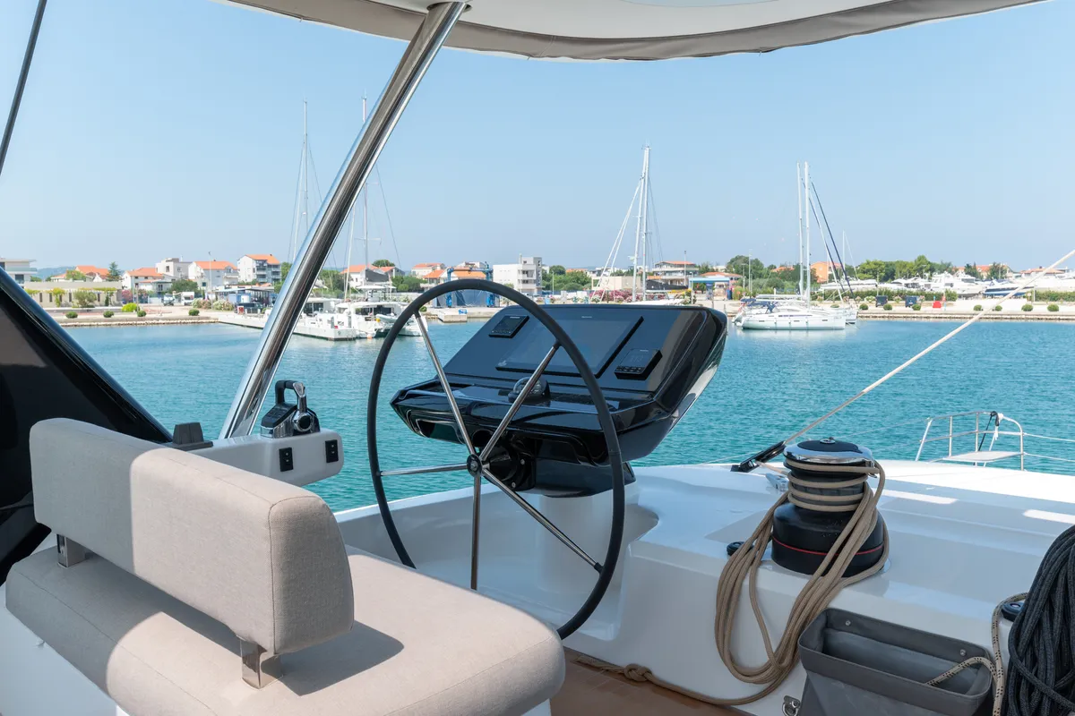 Cockpit of Seaductive Orca, a Lagoon Sixty 5 catamaran at Split, Croatia