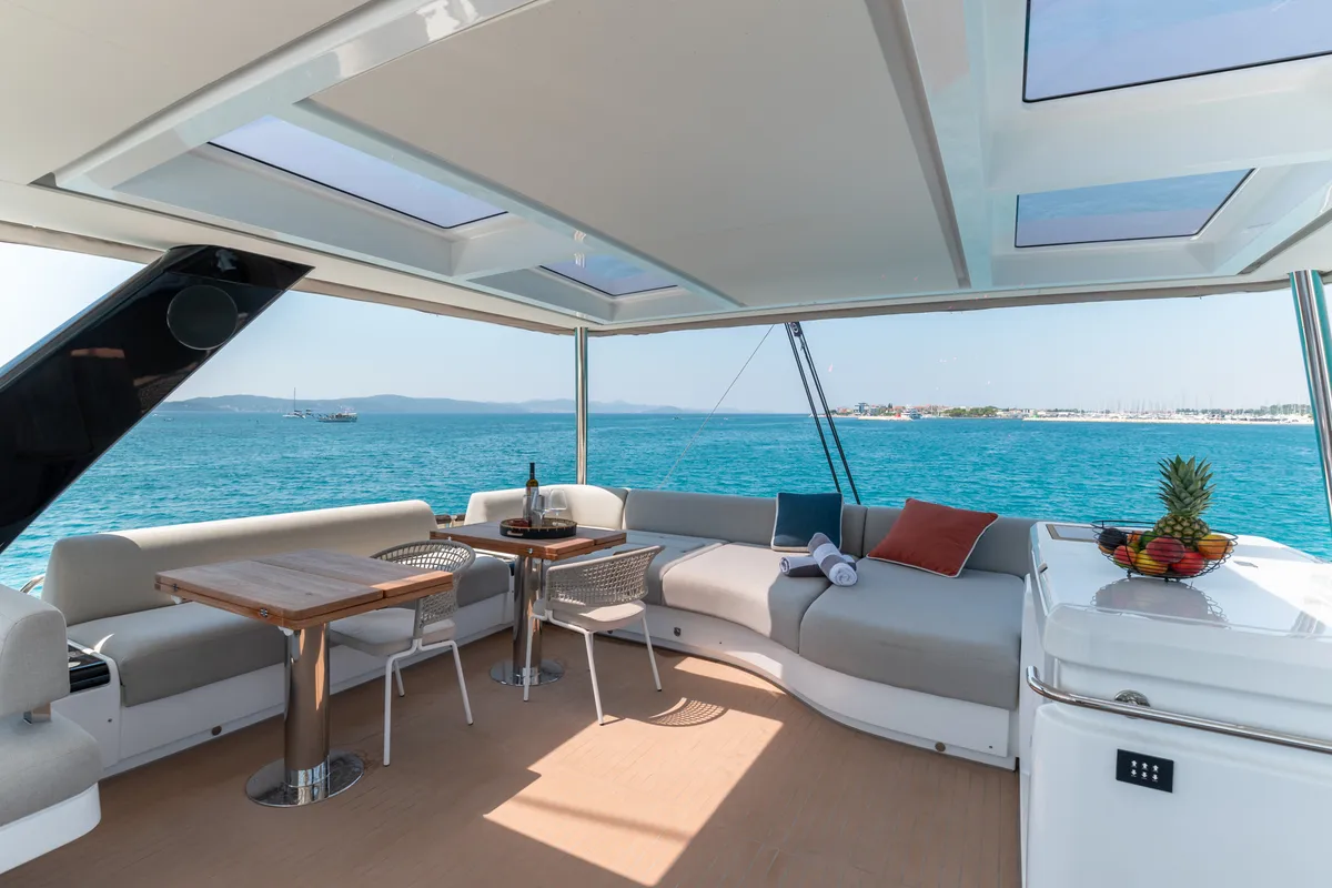 Deck of Seaductive Orca, a Lagoon Sixty 5 catamaran at Split, Croatia