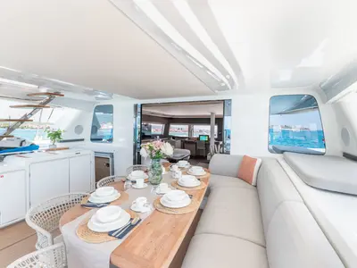 Deck of Seaductive Orca, a Lagoon Sixty 5 catamaran at Split, Croatia