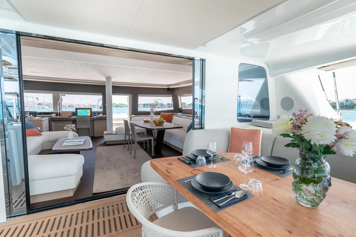 Deck of Seaductive Orca, a Lagoon Sixty 5 catamaran at Split, Croatia