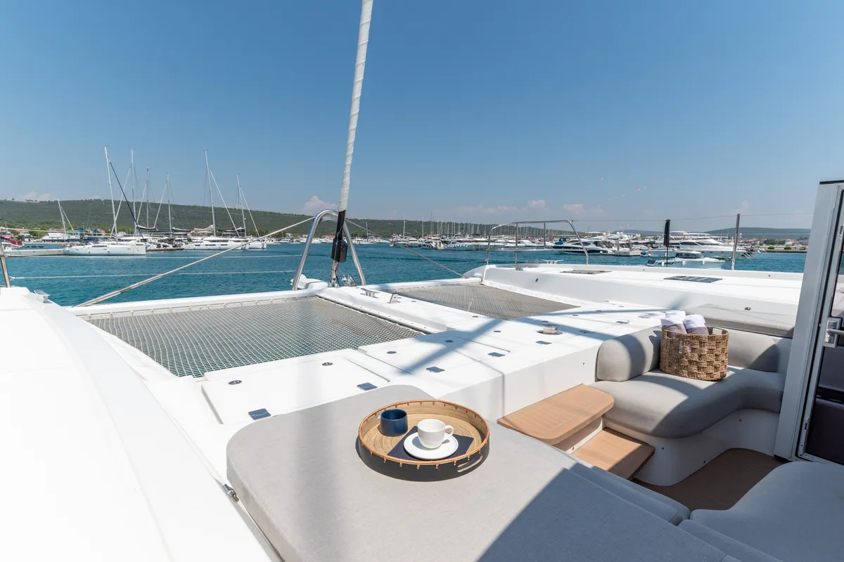 Deck of Seaductive Orca, a Lagoon Sixty 5 catamaran at Split, Croatia
