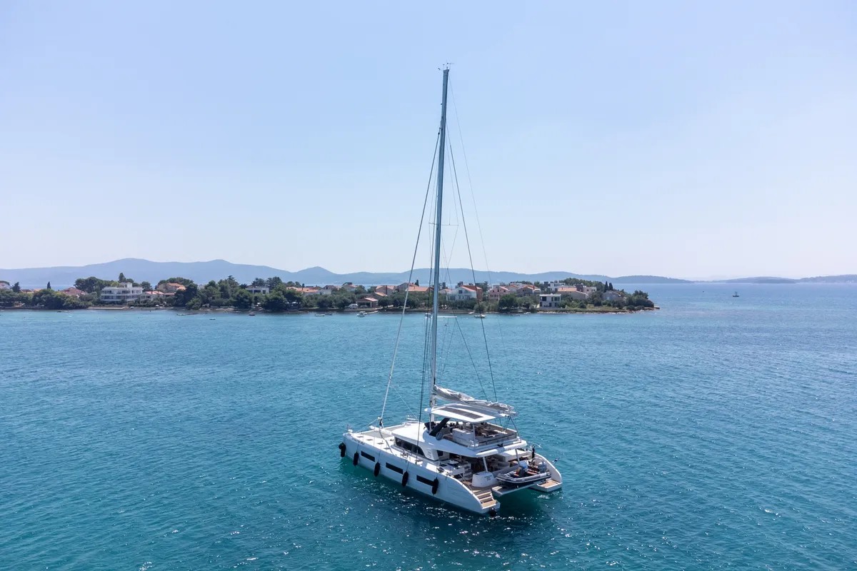 Exterior view of Seaductive Orca, a Lagoon Sixty 5 catamaran at Split, Croatia