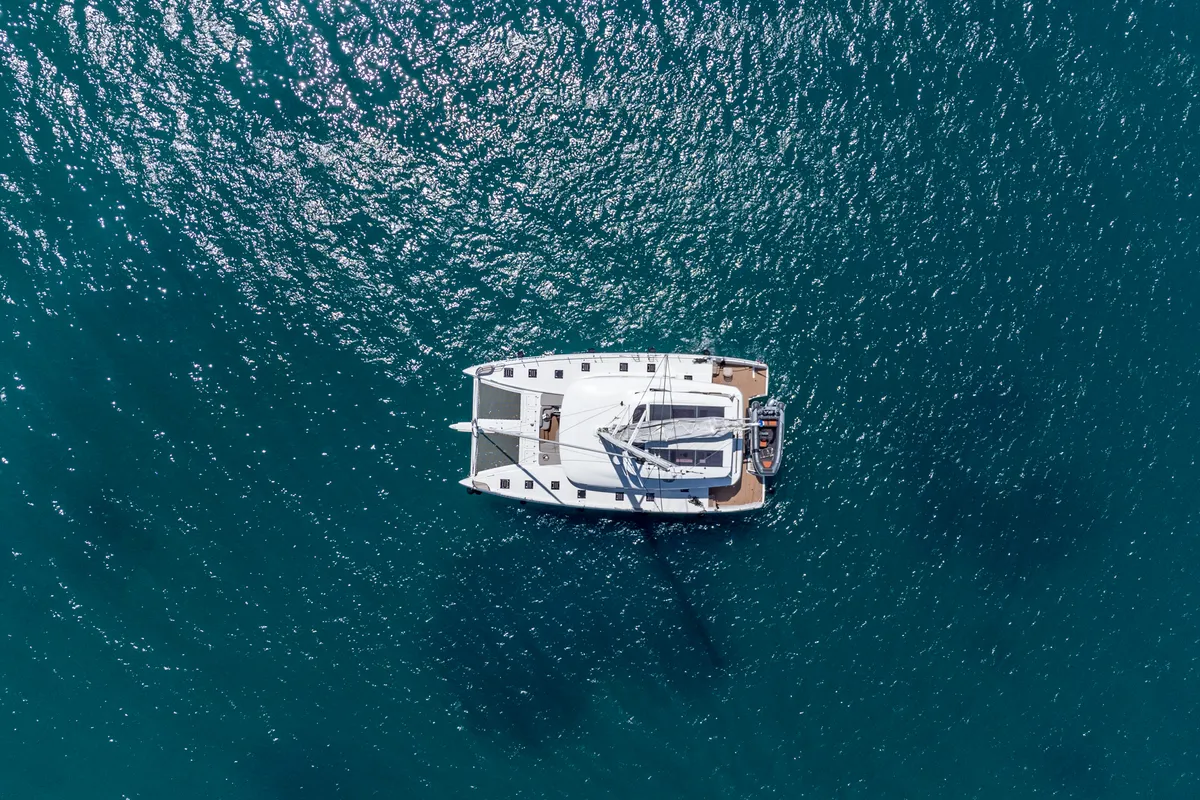Exterior view of Seaductive Orca, a Lagoon Sixty 5 catamaran at Split, Croatia
