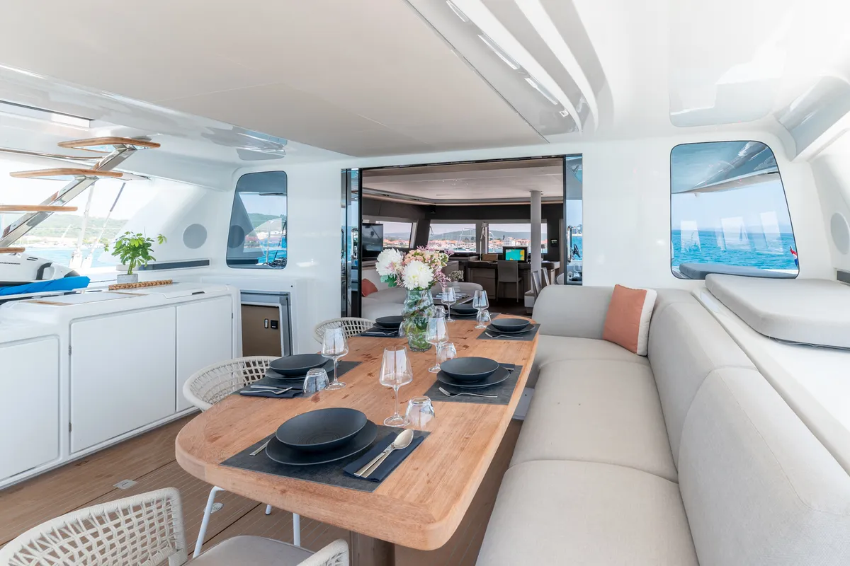 Deck of Seaductive Orca, a Lagoon Sixty 5 catamaran at Split, Croatia
