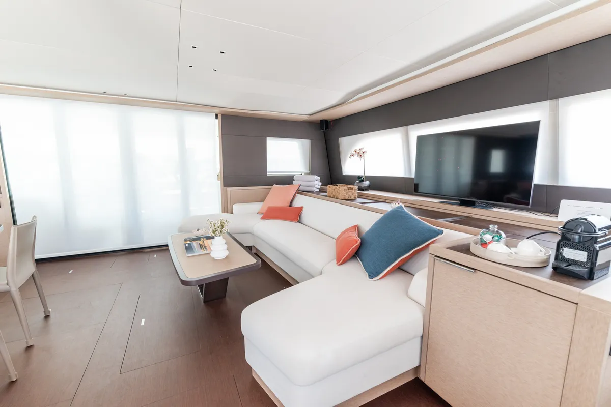 Salon of Seaductive Orca, a Lagoon Sixty 5 catamaran at Split, Croatia