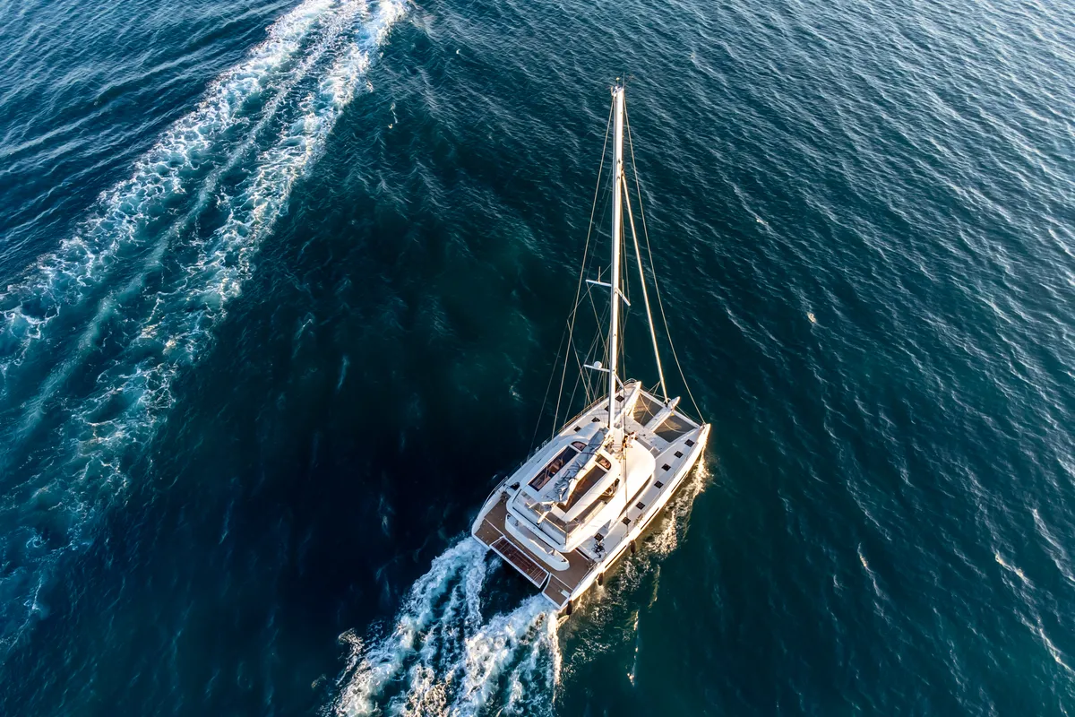 Exterior view of Seaductive Orca, a Lagoon Sixty 5 catamaran at Split, Croatia