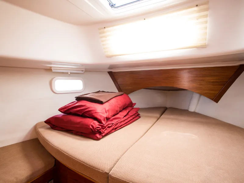 Cabin on Nautika 1000 VIP, a Delphia Yachts Nautika 1000 motorboat at Wilkasy, Poland