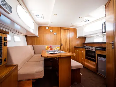 Galley of Nautika 1000 VIP, a Delphia Yachts Nautika 1000 motorboat at Wilkasy, Poland