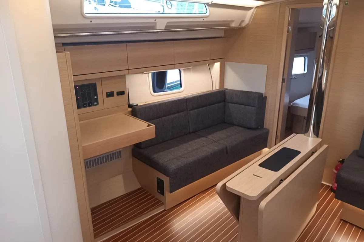 Salon of Seahawk, a Hanse 418 sailboat at Punat, Croatia