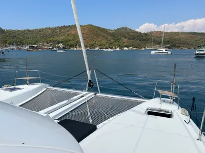 Deck of Lua, a Lagoon 46 catamaran at Fethiye, Turkey