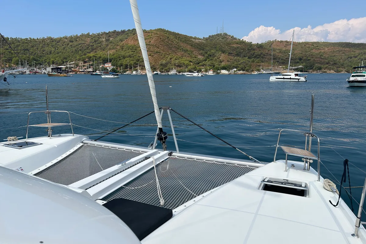 Deck of Lua, a Lagoon 46 catamaran at Fethiye, Turkey