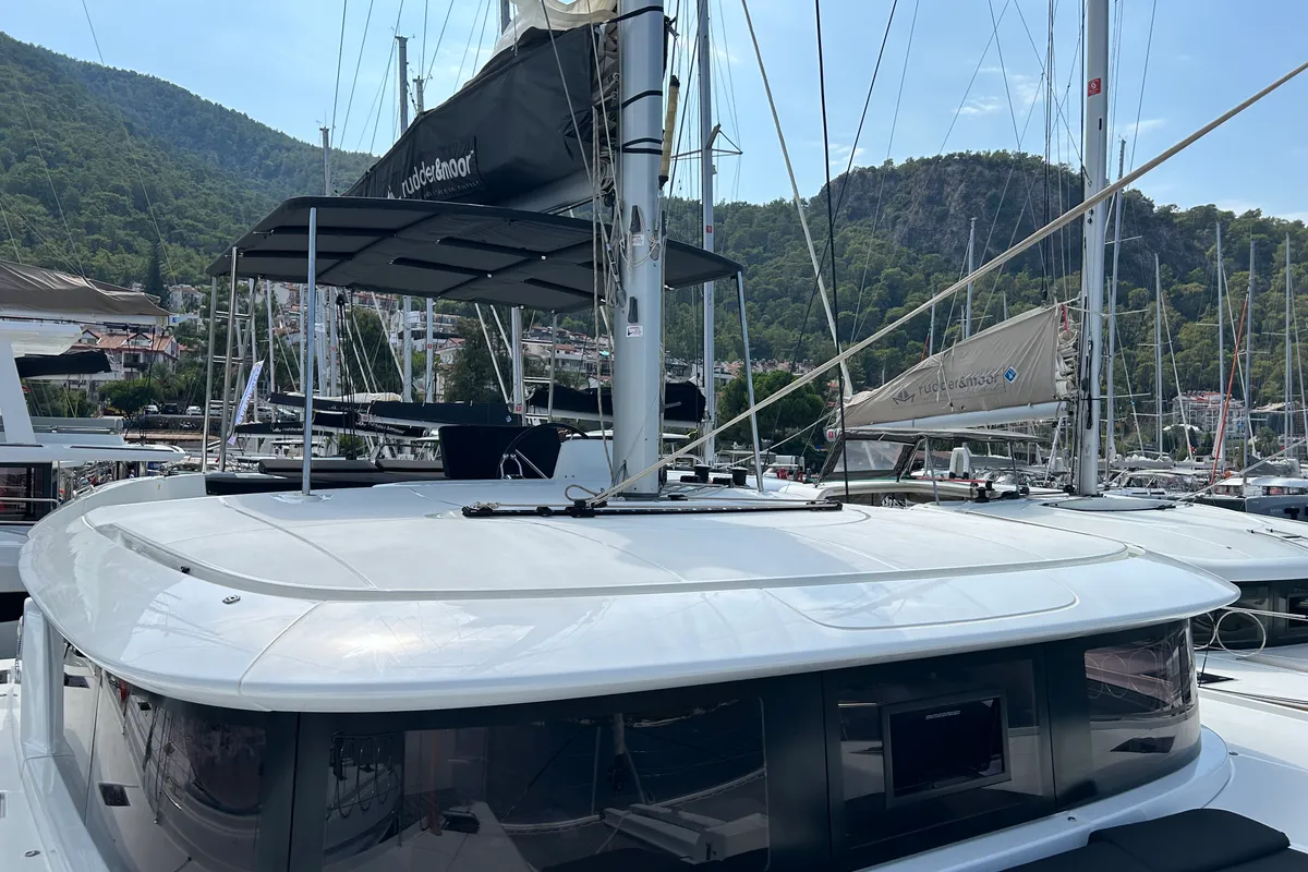 Deck of Lua, a Lagoon 46 catamaran at Fethiye, Turkey