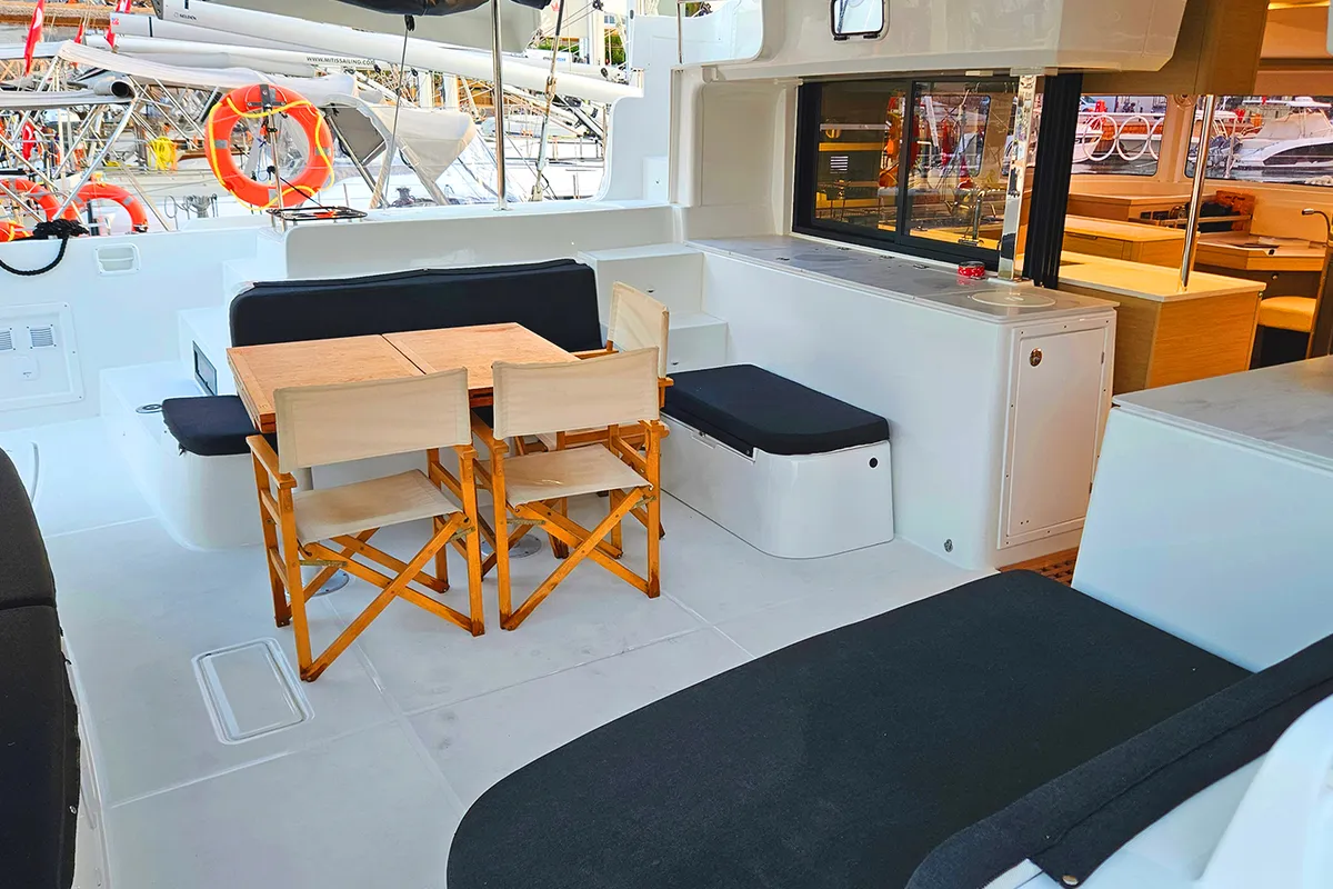 Deck of Lua, a Lagoon 46 catamaran at Fethiye, Turkey