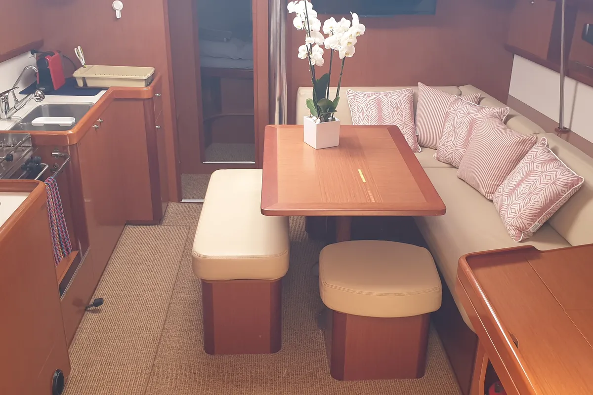 Salon of Sail La vie, a Beneteau Oceanis 46 sailboat at Athens, Greece