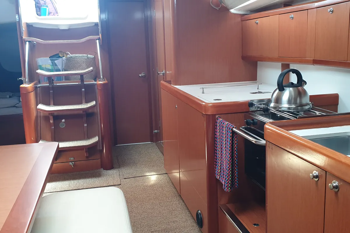 Galley of Sail La vie, a Beneteau Oceanis 46 sailboat at Athens, Greece