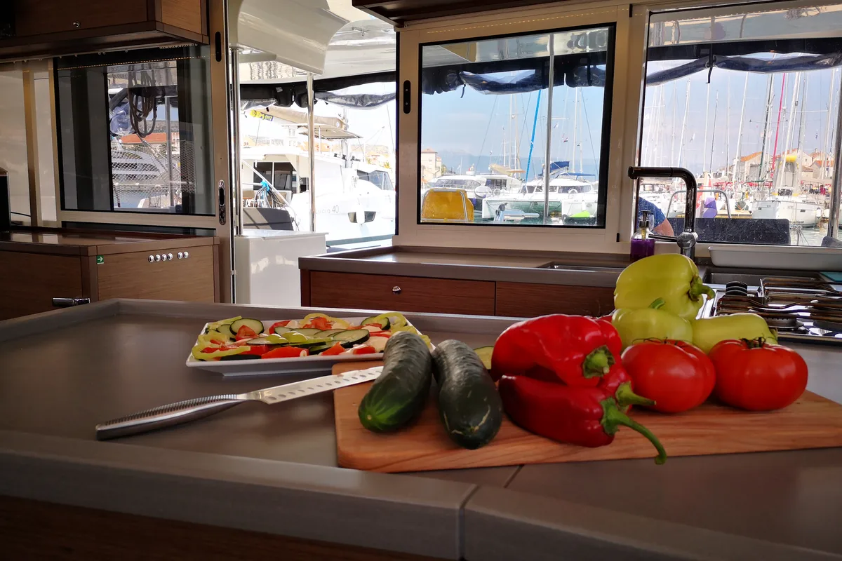 Galley of Calm Point, a Lagoon 450 catamaran at Split, Croatia
