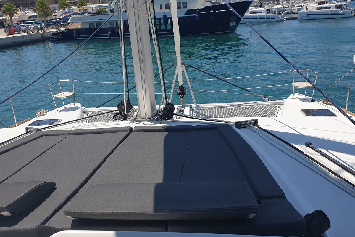 Deck of Calm Point, a Lagoon 450 catamaran at Split, Croatia