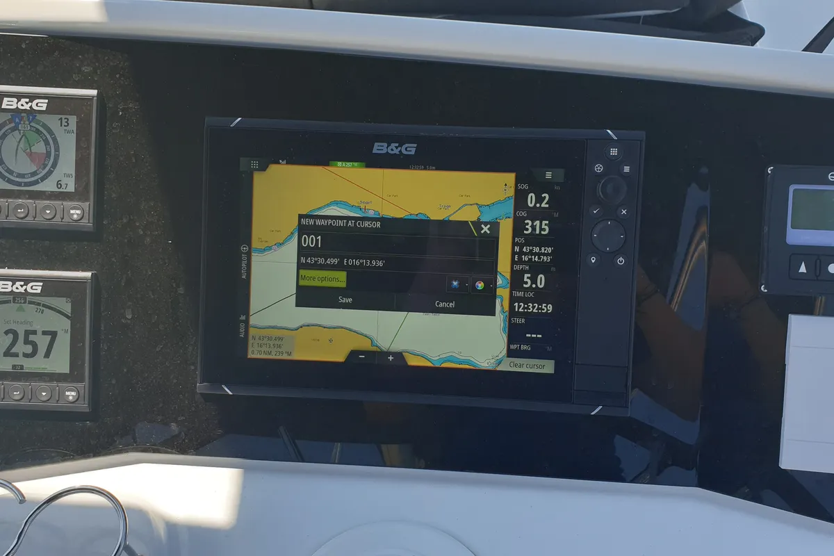 Cockpit of Calm Point, a Lagoon 450 catamaran at Split, Croatia