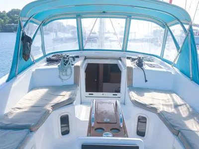 Deck of Sea Wolf, a Jeanneau Sun Odyssey 44 DS sailboat at Ribishi, Saint Vincent and the Grenadines