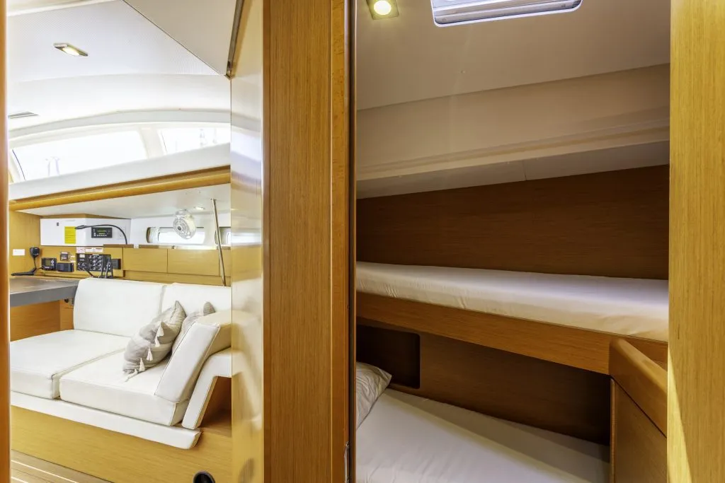 Cabin on Sea Wolf, a Jeanneau Sun Odyssey 44 DS sailboat at Ribishi, Saint Vincent and the Grenadines