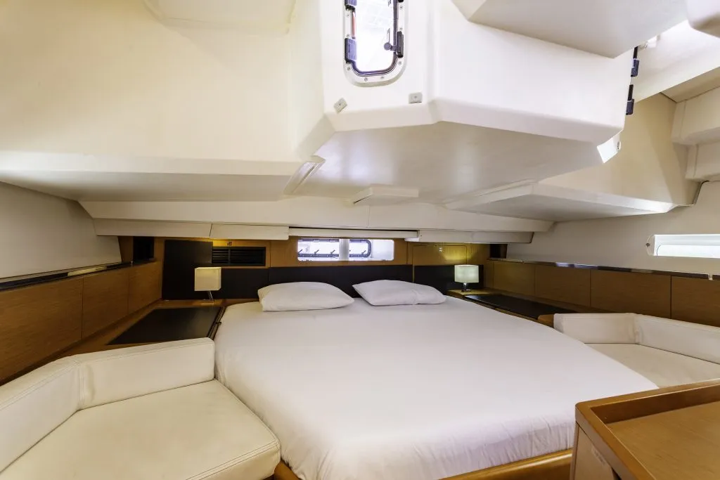 Cabin on Sea Wolf, a Jeanneau Sun Odyssey 44 DS sailboat at Ribishi, Saint Vincent and the Grenadines