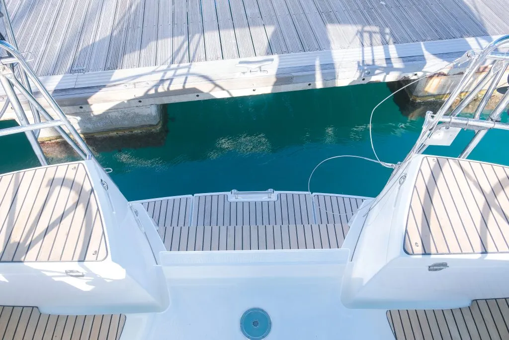 Deck of Sea Wolf, a Jeanneau Sun Odyssey 44 DS sailboat at Ribishi, Saint Vincent and the Grenadines