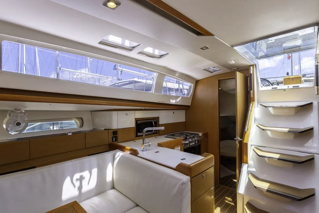 Galley of Sea Wolf, a Jeanneau Sun Odyssey 44 DS sailboat at Ribishi, Saint Vincent and the Grenadines