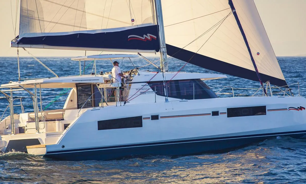 Exterior view of Moorings 4500 Club, a Leopard 45 catamaran at Općina Marina, Croatia
