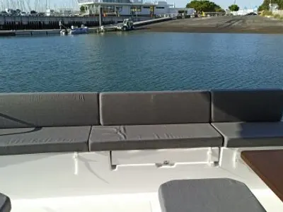 Deck of Dorella, a Fountaine Pajot Astréa 42 catamaran at Marsala, Italy