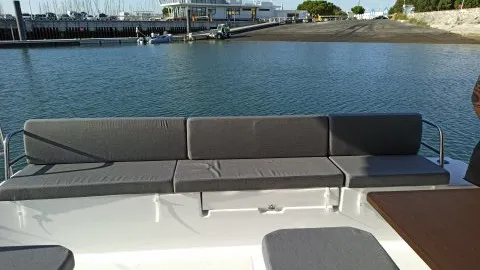 Deck of Dorella, a Fountaine Pajot Astréa 42 catamaran at Marsala, Italy