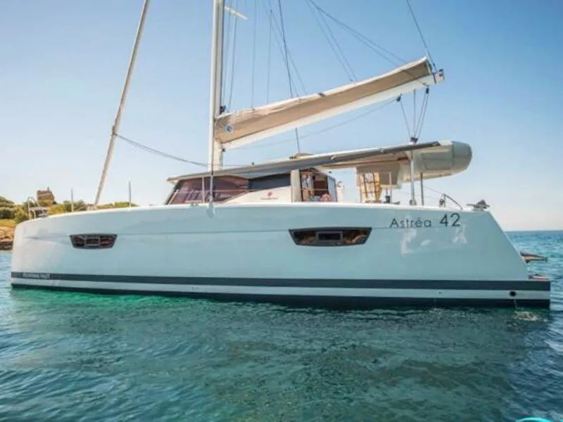 Exterior view of Dorella, a Fountaine Pajot Astréa 42 catamaran at Marsala, Italy