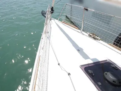 Salon of Castor, a Jeanneau Sun Odyssey 349 sailboat at Felanitx, Spain