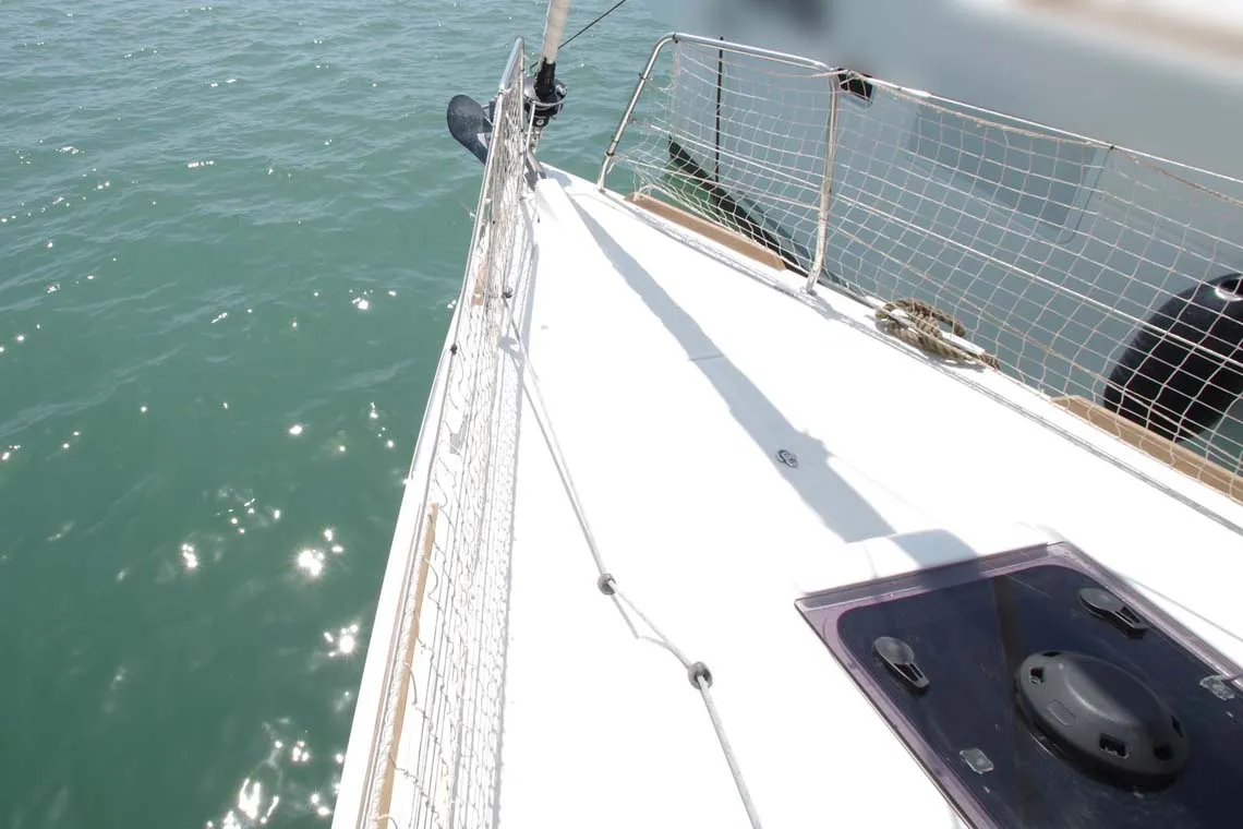 Salon of Castor, a Jeanneau Sun Odyssey 349 sailboat at Felanitx, Spain