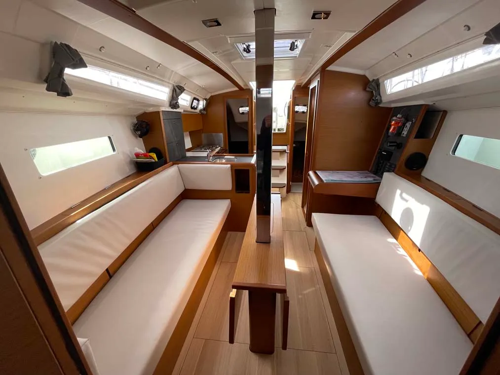 Galley of Castor, a Jeanneau Sun Odyssey 349 sailboat at Felanitx, Spain