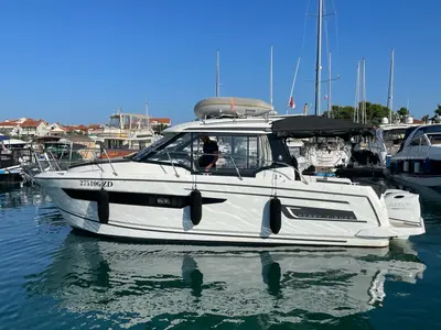 Exterior view of Ohana, a Jeanneau Merry Fisher 895 motorboat at Zadar, Croatia