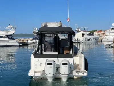 Exterior view of Ohana, a Jeanneau Merry Fisher 895 motorboat at Zadar, Croatia