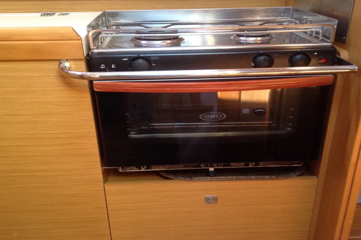 Galley of Billmaira, a Jeanneau Sun Odyssey 42i sailboat at Preveza, Greece