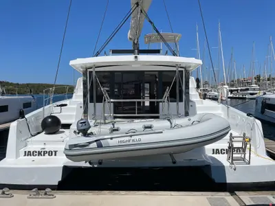 Deck of Jackpot, a Bali 4.2 catamaran at Grad Šibenik, Croatia