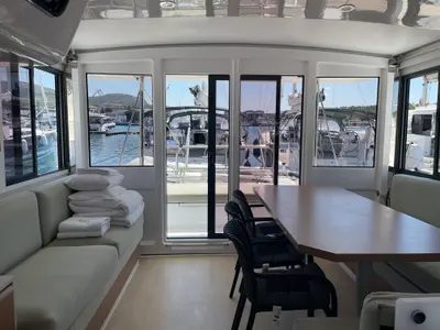 Salon of Jackpot, a Bali 4.2 catamaran at Grad Šibenik, Croatia