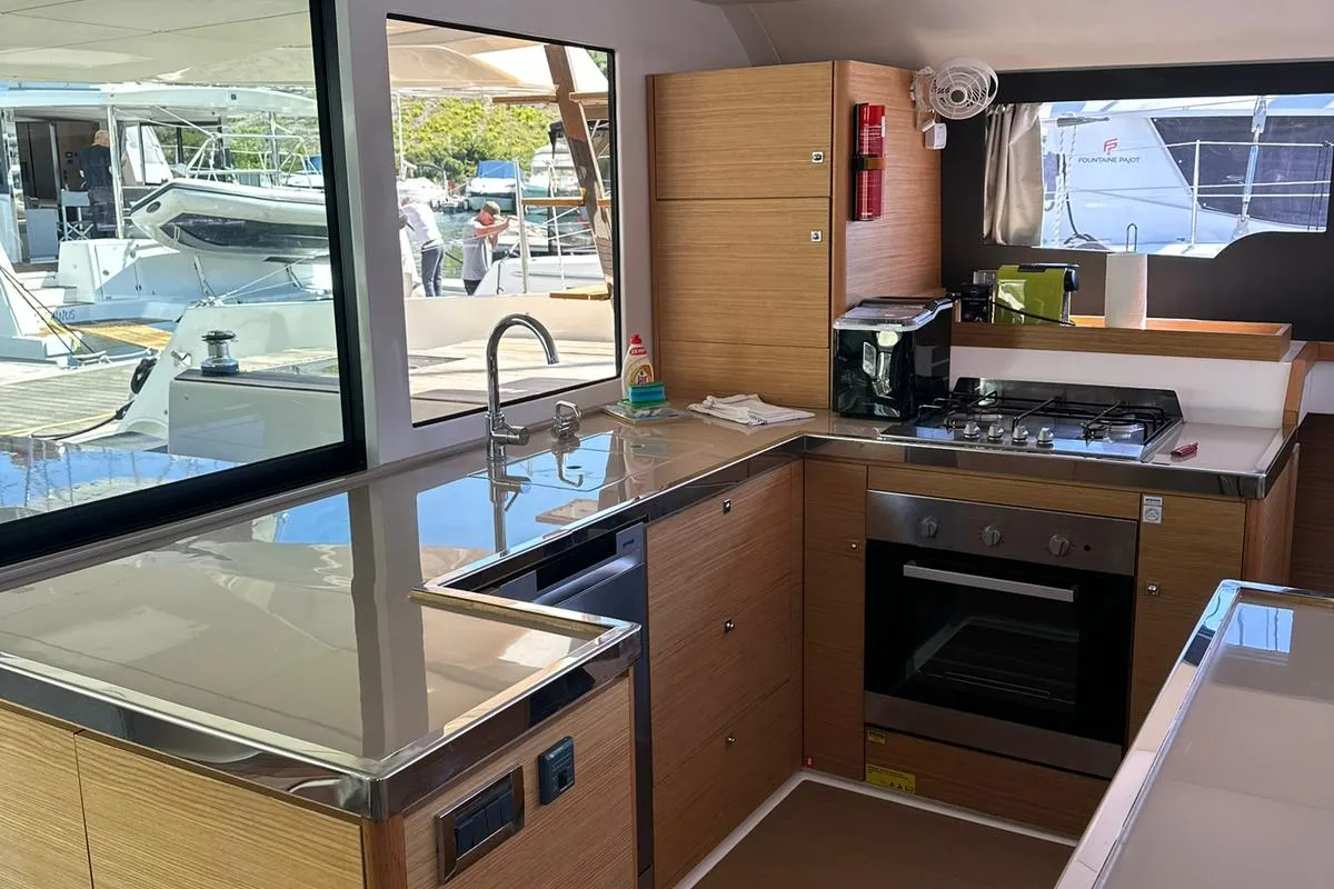 Galley of Casablanca, a Dufour 48 Catamaran catamaran at Primošten, Croatia