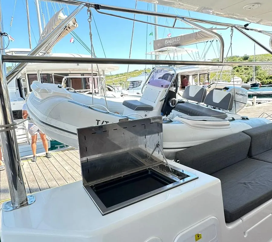 Deck of Casablanca, a Dufour 48 Catamaran catamaran at Primošten, Croatia