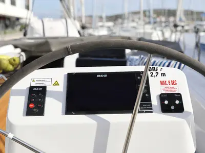 Cockpit of Kind of magic, a Hanse 458 sailboat at Seget Donji, Croatia