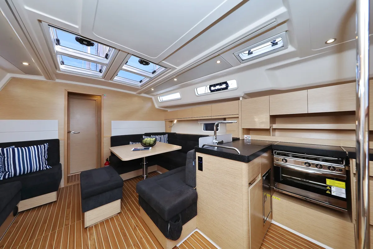 Salon of Kind of magic, a Hanse 458 sailboat at Seget Donji, Croatia