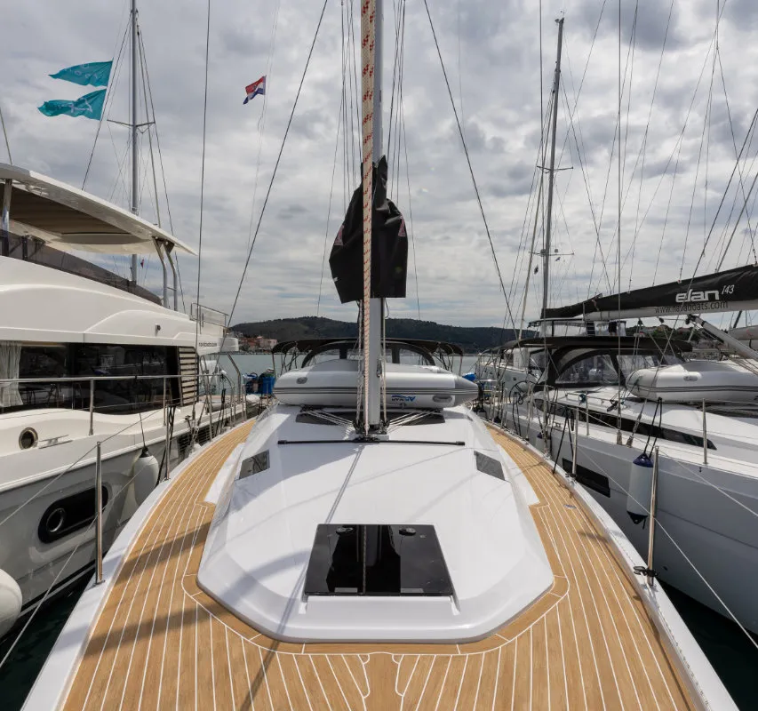 Deck of NIKA, a Elan Impression 45 sailboat at Split, Croatia