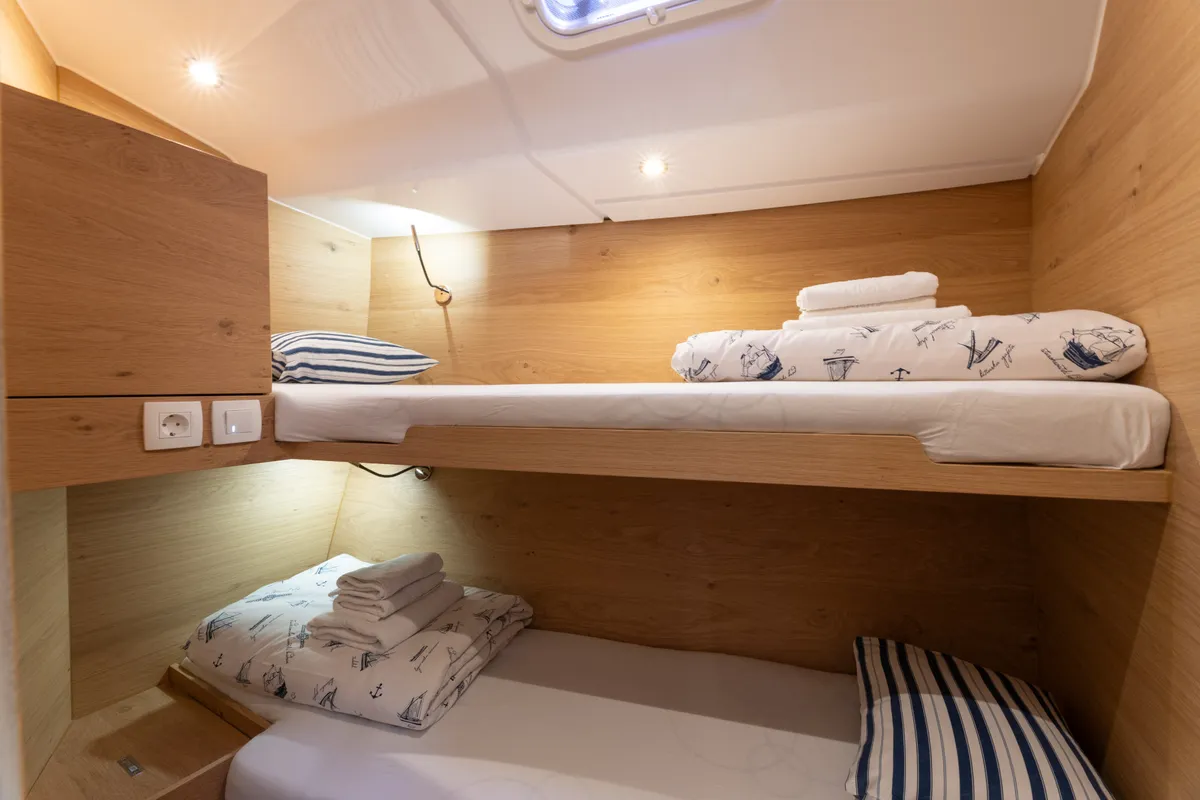 Cabin on NIKA, a Elan Impression 45 sailboat at Split, Croatia