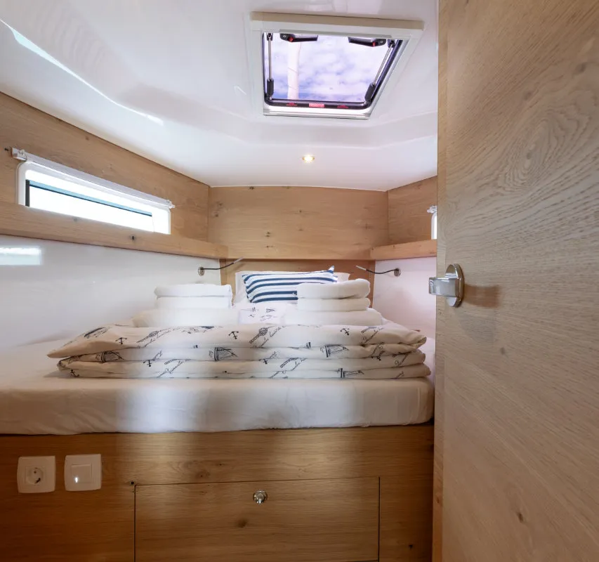 Cabin on NIKA, a Elan Impression 45 sailboat at Split, Croatia
