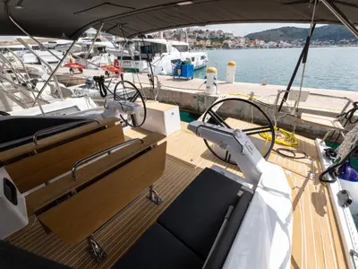Cockpit of NIKA, a Elan Impression 45 sailboat at Split, Croatia