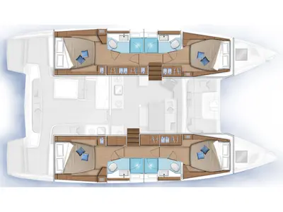 Floor plan of Latria, a Lagoon 46 catamaran at Benitses, Greece