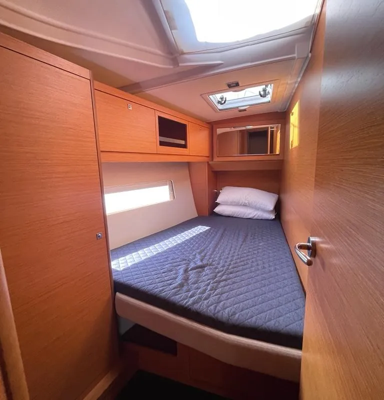 Cabin on Iside, a Dufour 470 sailboat at Capo d'Orlando, Italy