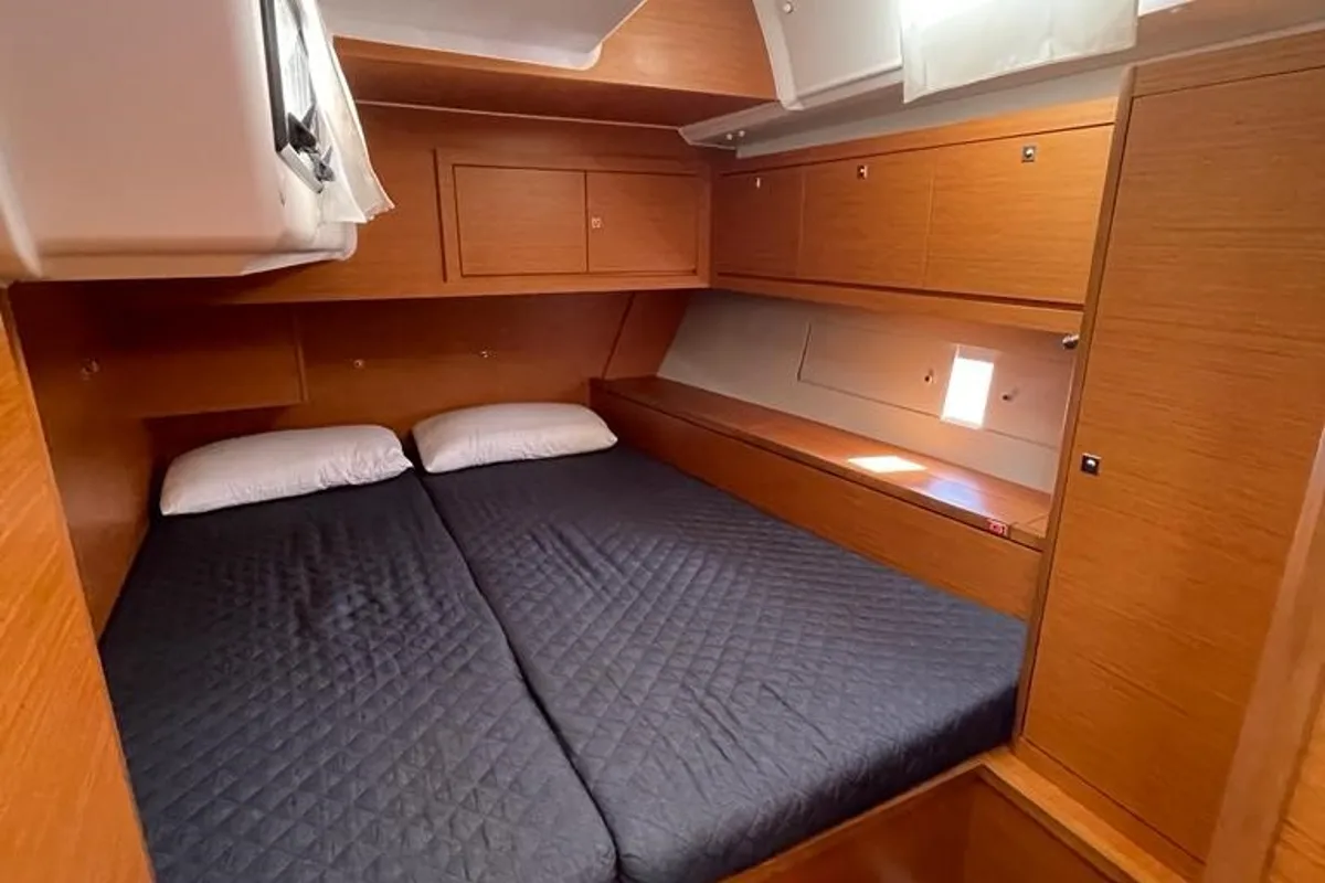 Cabin on Iside, a Dufour 470 sailboat at Capo d'Orlando, Italy